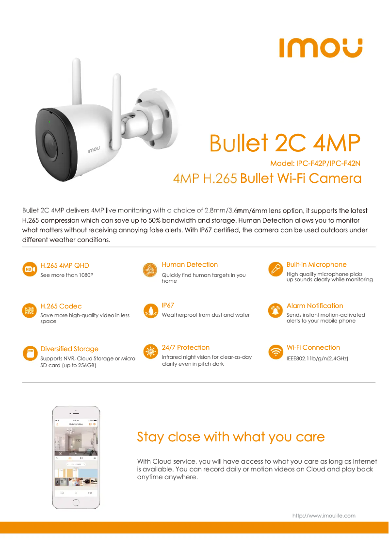 Imagen de la primera página del manual del dispositivo Bullet 2C 4MP