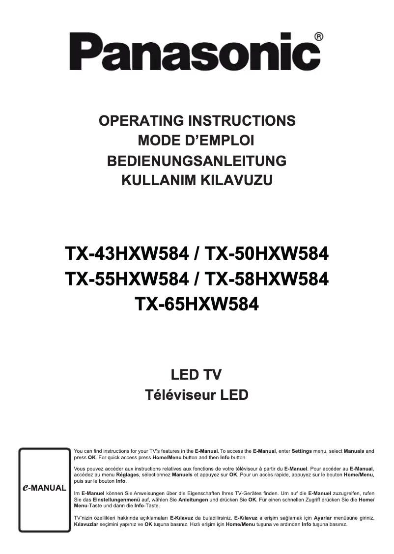 Imagen de la primera página del manual del dispositivo TX-43HXW584