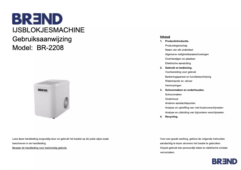 Imagen de la primera página del manual del dispositivo BR-2208