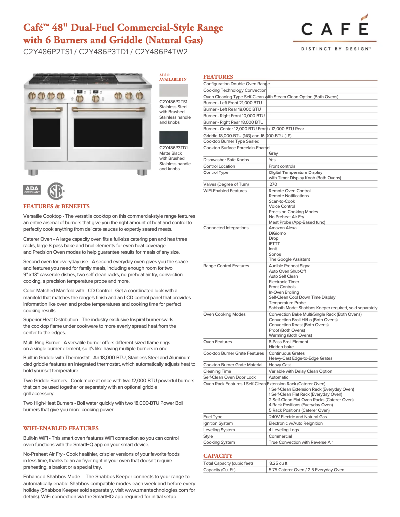 Página 1 del manual Ficha técnica GE C2Y486P3TD1