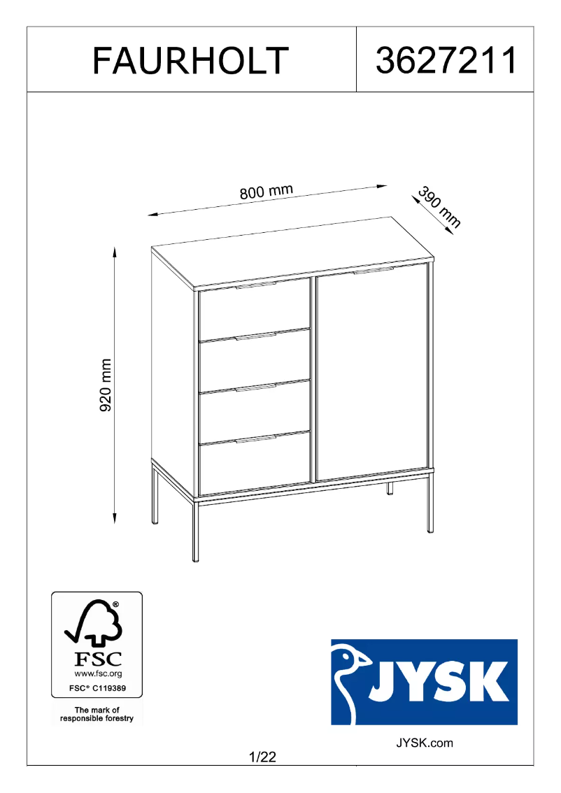 Imagen de la primera página del manual del dispositivo Faurholt (80x92x39)