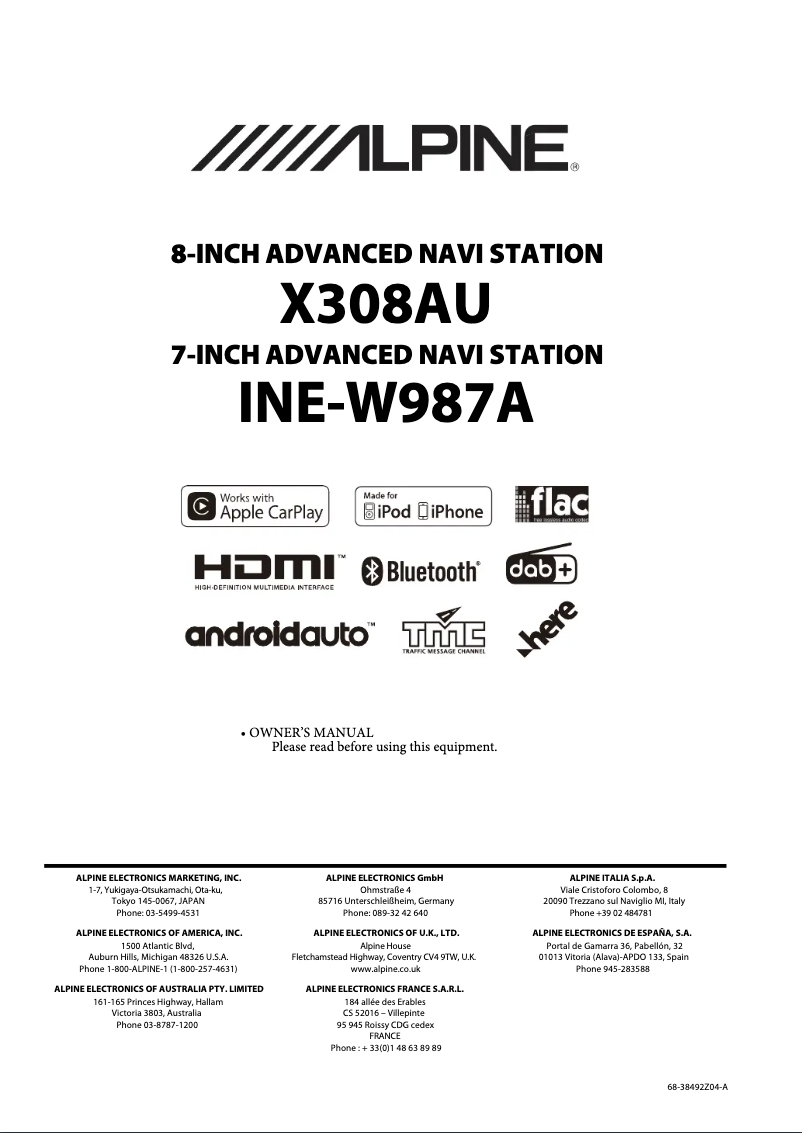 Imagen de la primera página del manual del dispositivo X308AU