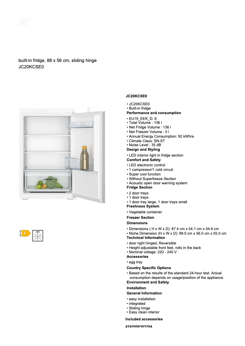 Imagen de la primera página del manual del dispositivo JC20KCSE0