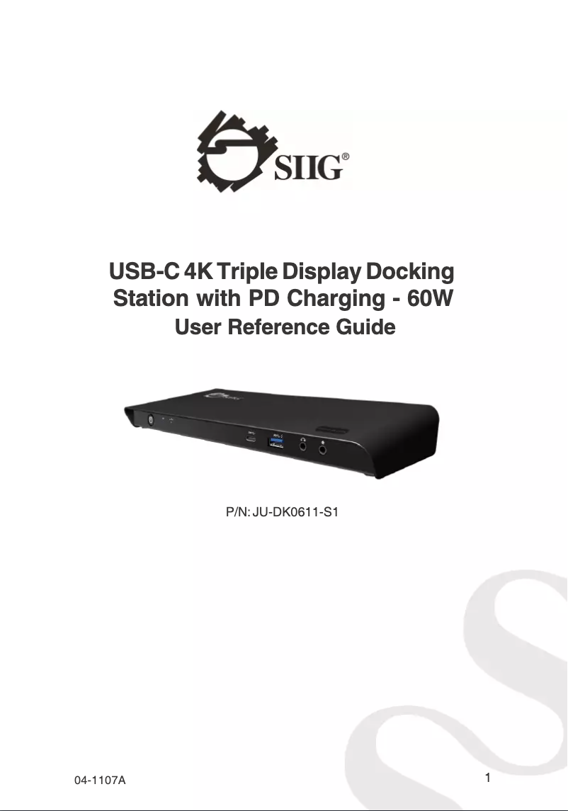 Página 1 del manual Manual de usuario Siig JU-DK0611-S1