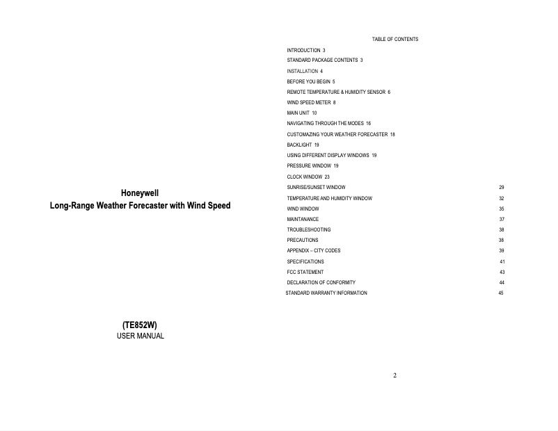 Imagen de la primera página del manual del dispositivo TE852W