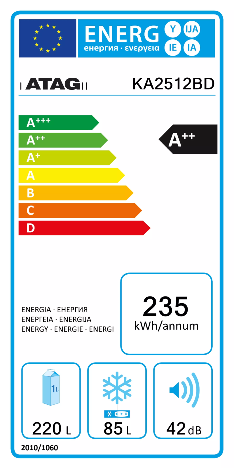 Página 1 del manual Etiqueta energética Atag KA2512BD