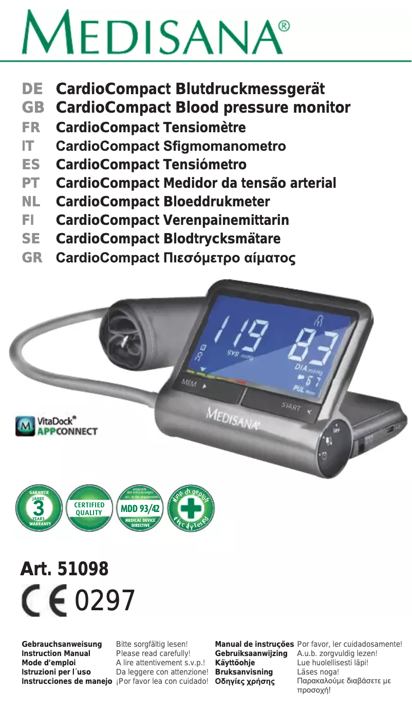 Página 1 del manual Manual de usuario Medisana CardioCompact