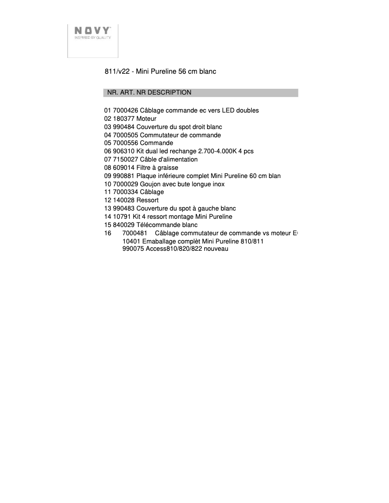 Imagen de la primera página del manual del dispositivo Pure'Line Mini 811