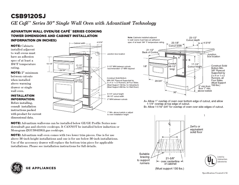 Página 1 del manual Ficha técnica GE Cafe CSB9120SJSS