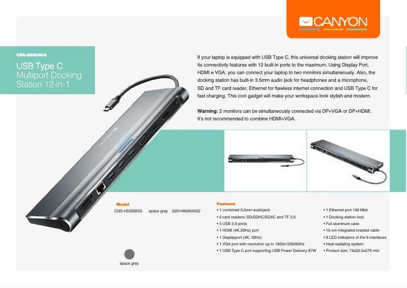 Imagen de la primera página del manual del dispositivo CNS-HDS09DG
