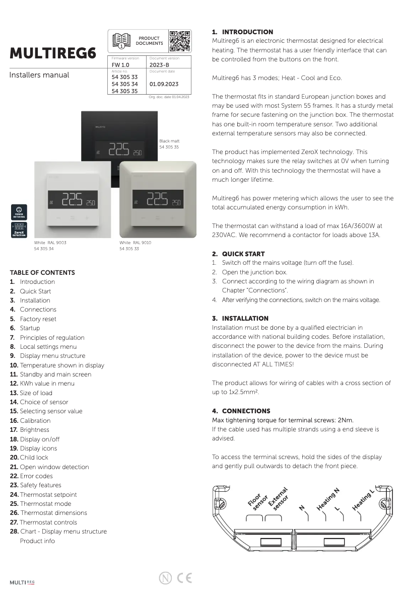 Imagen de la primera página del manual del dispositivo MULTIREG6