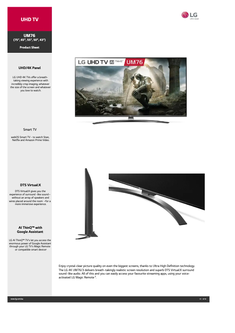 Imagen de la primera página del manual del dispositivo 50UM7600PTA