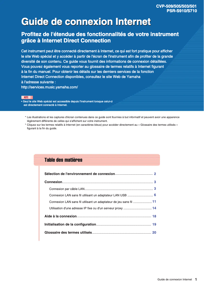 Página 1 del manual Manual de usuario Yamaha Clavinova CVP-505PE