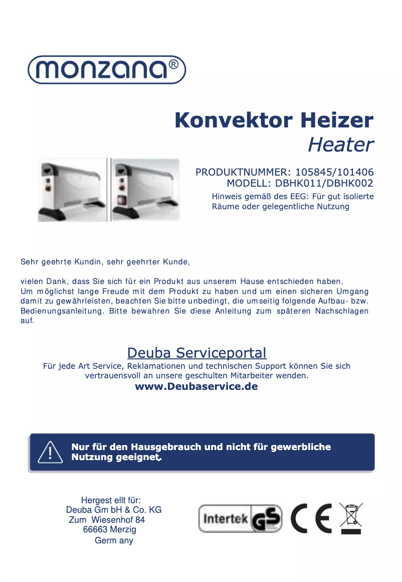 Imagen de la primera página del manual del dispositivo DBHK002