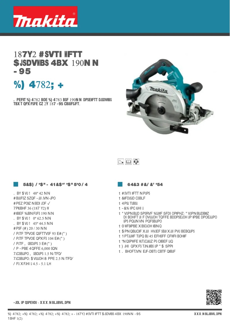 Página 1 del manual Ficha técnica Makita DHS782ZJ