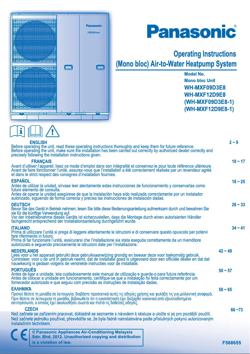 Imagen de la primera página del manual del dispositivo WH-MXF09D3E8
