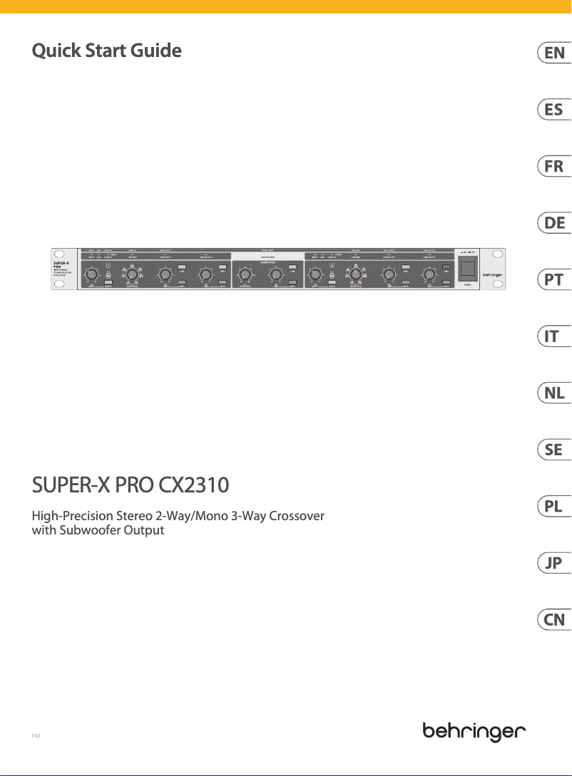 Página 1 del manual Guía de inicio rápido Behringer Super-X Pro CX2310