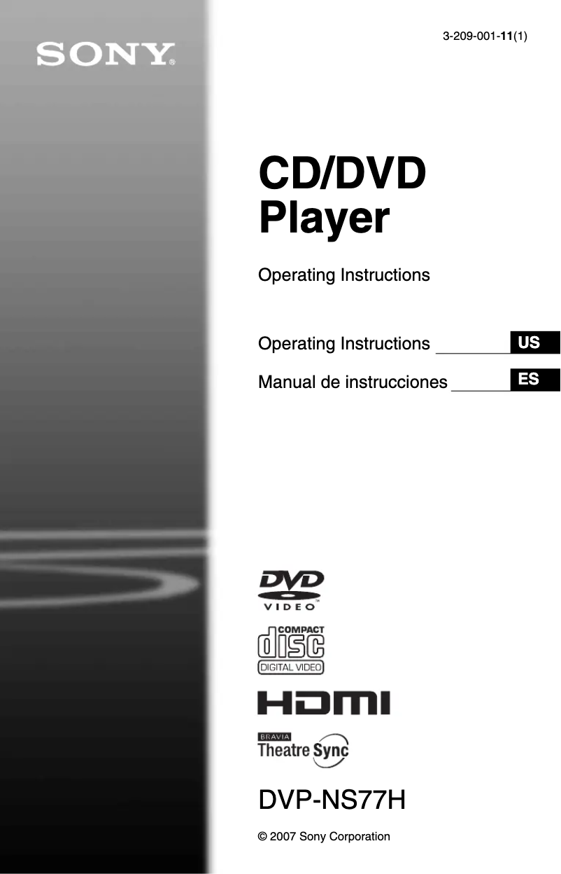 Imagen de la primera página del manual del dispositivo DVP-NS77H