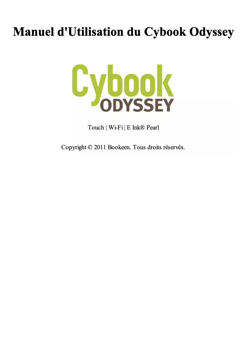 Imagen de la primera página del manual del dispositivo Cybook Odyssey
