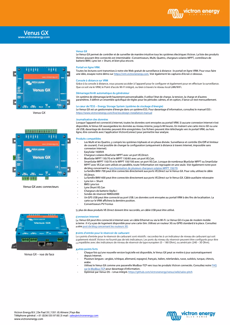 Página 1 del manual Ficha técnica Victron Energy Venus GX