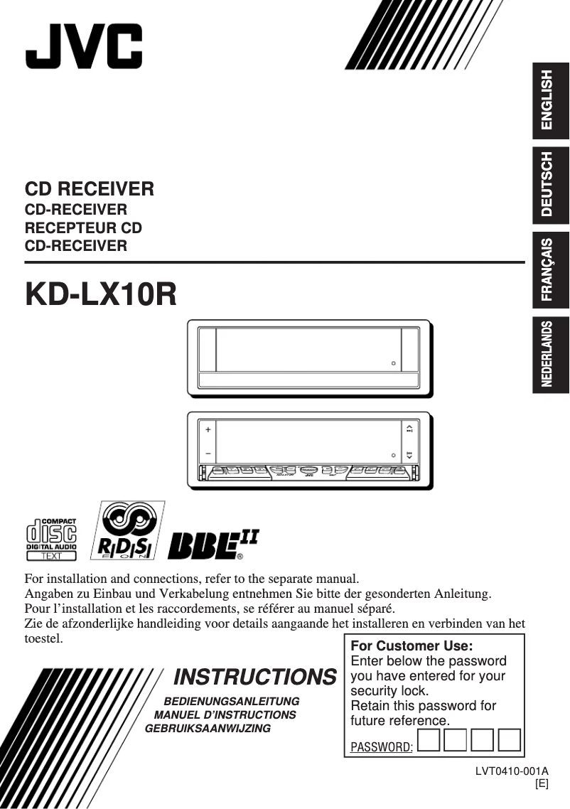 Imagen de la primera página del manual del dispositivo KD-LX10R