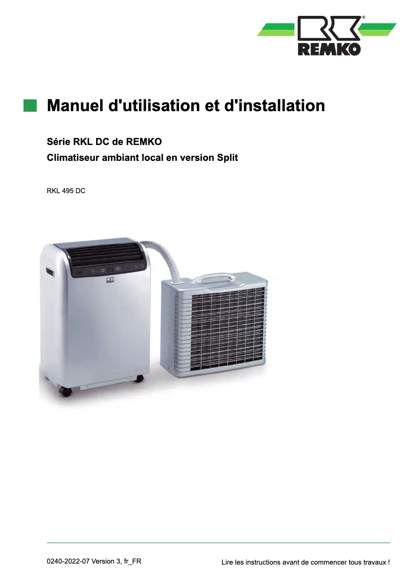 Imagen de la primera página del manual del dispositivo RKL 495 DC