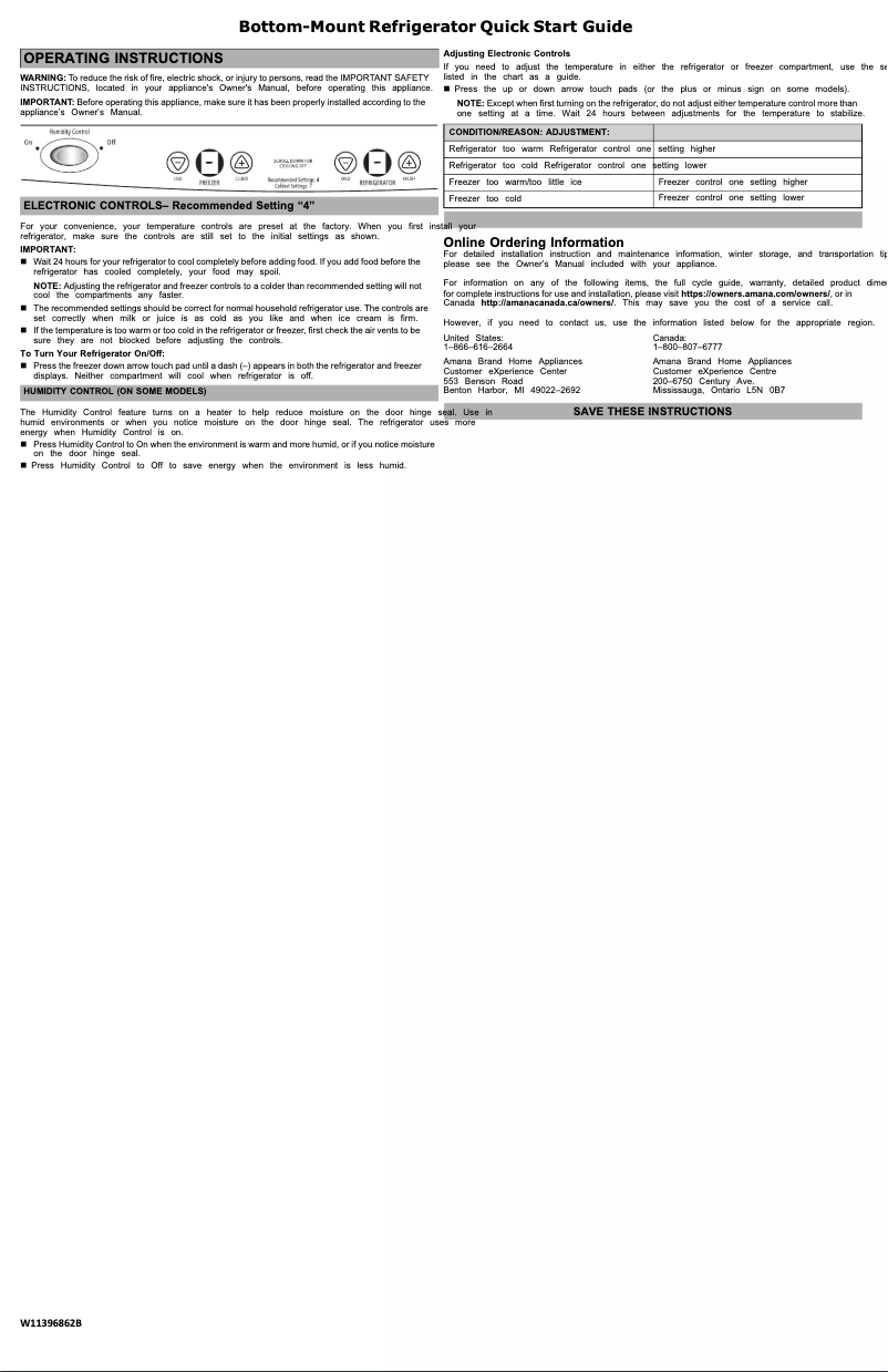 Página 1 del manual Guía de inicio rápido Amana ABB2224BRW