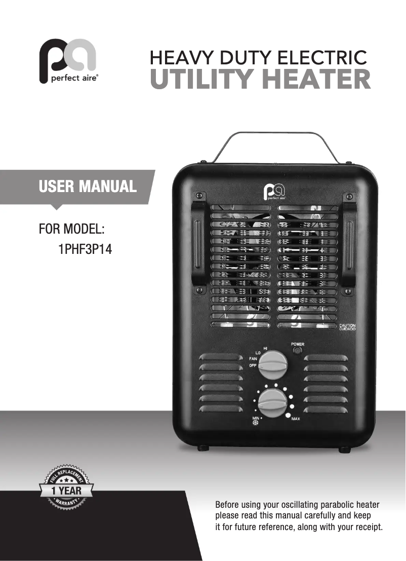 Página 1 del manual Manual de usuario Perfect Aire 1PHF3P14