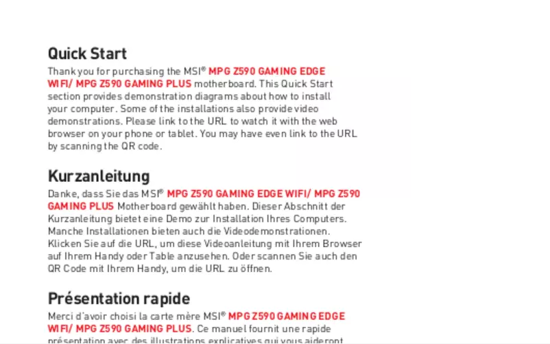 Imagen de la primera página del manual del dispositivo MPG Z590 Gaming Edge WIFI