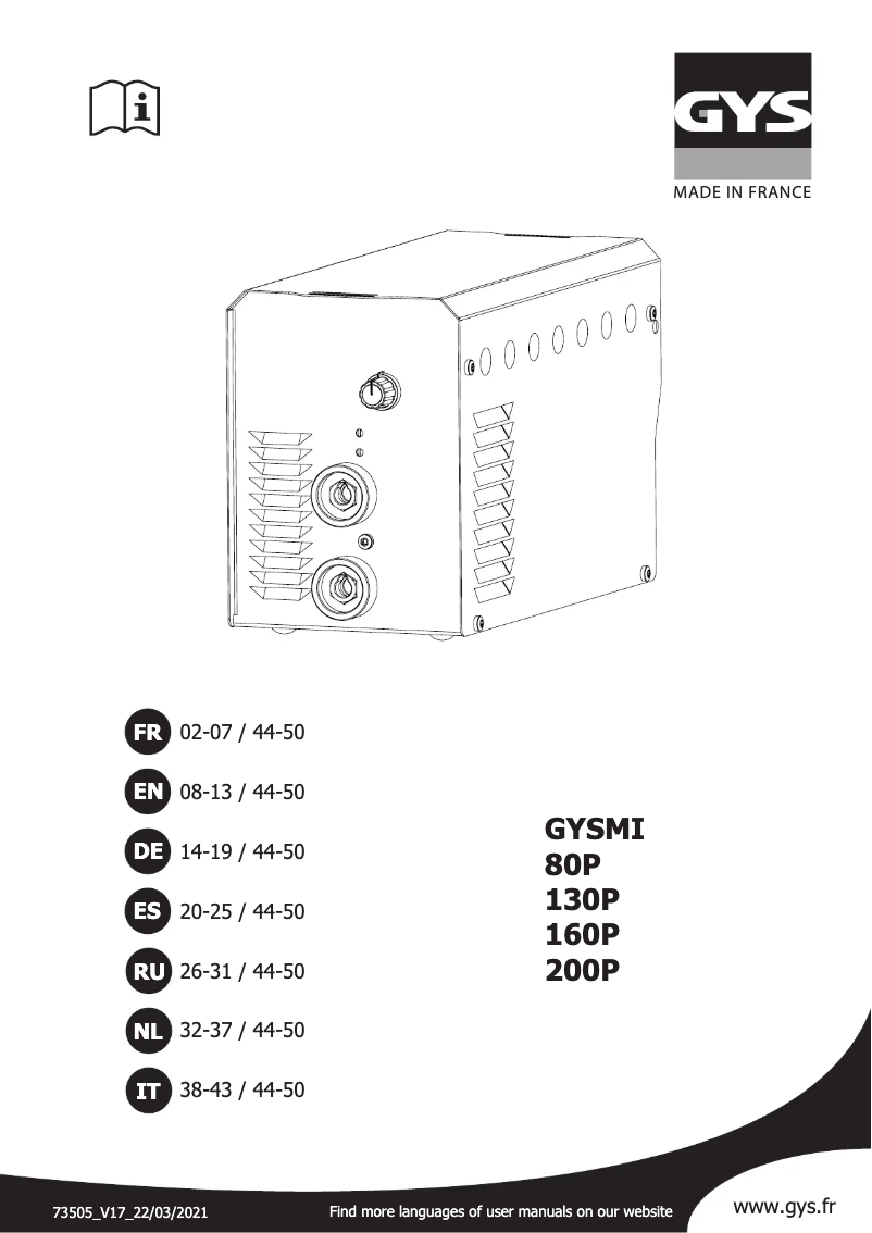 Página 1 del manual Manual de usuario GYS MI 130P