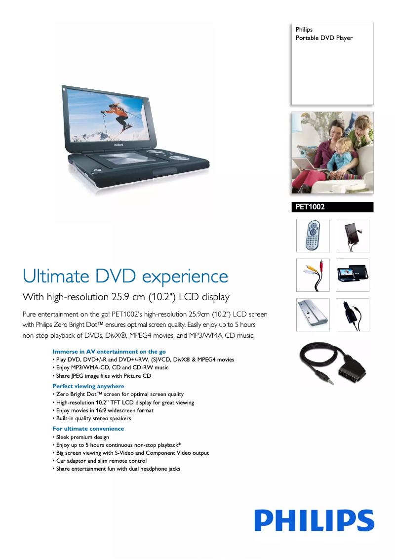 Página 1 del manual Folleto Philips PET1002