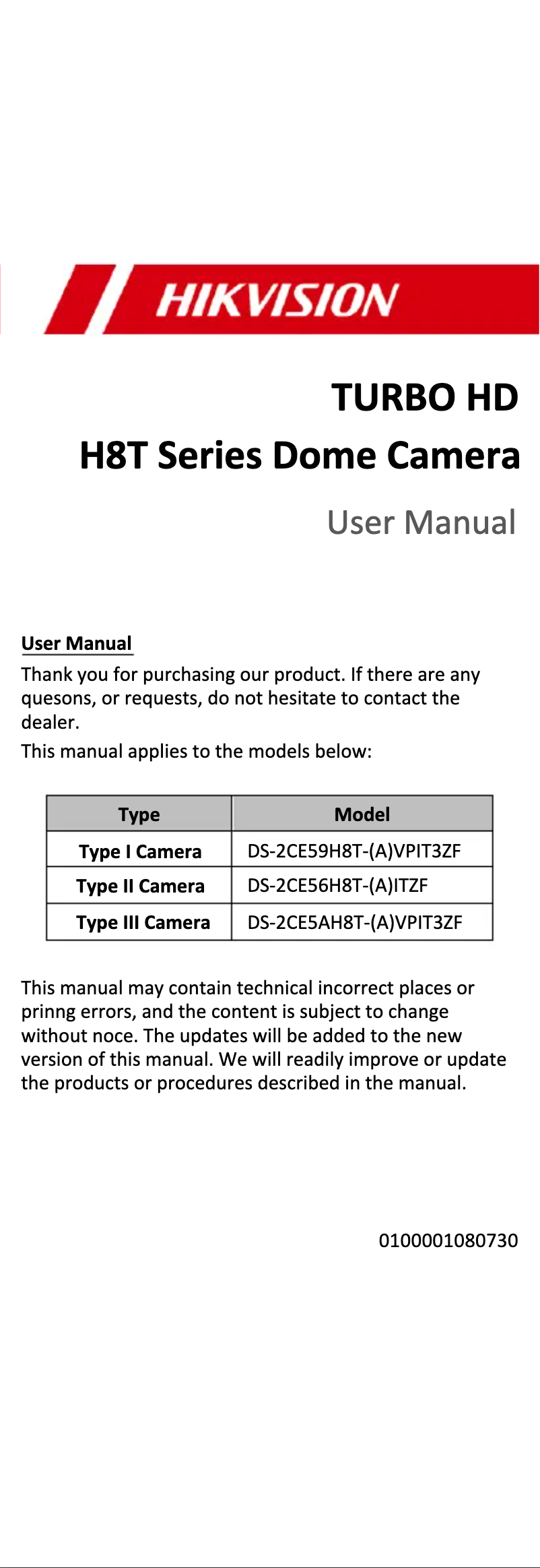 Imagen de la primera página del manual del dispositivo DS-2CE59U1T-AVPIT3ZF