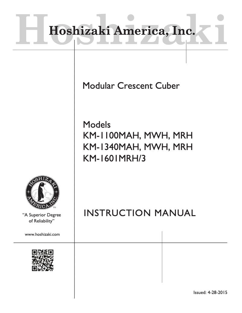 Página 1 del manual Manual de usuario Hoshizaki KM-1340MWH