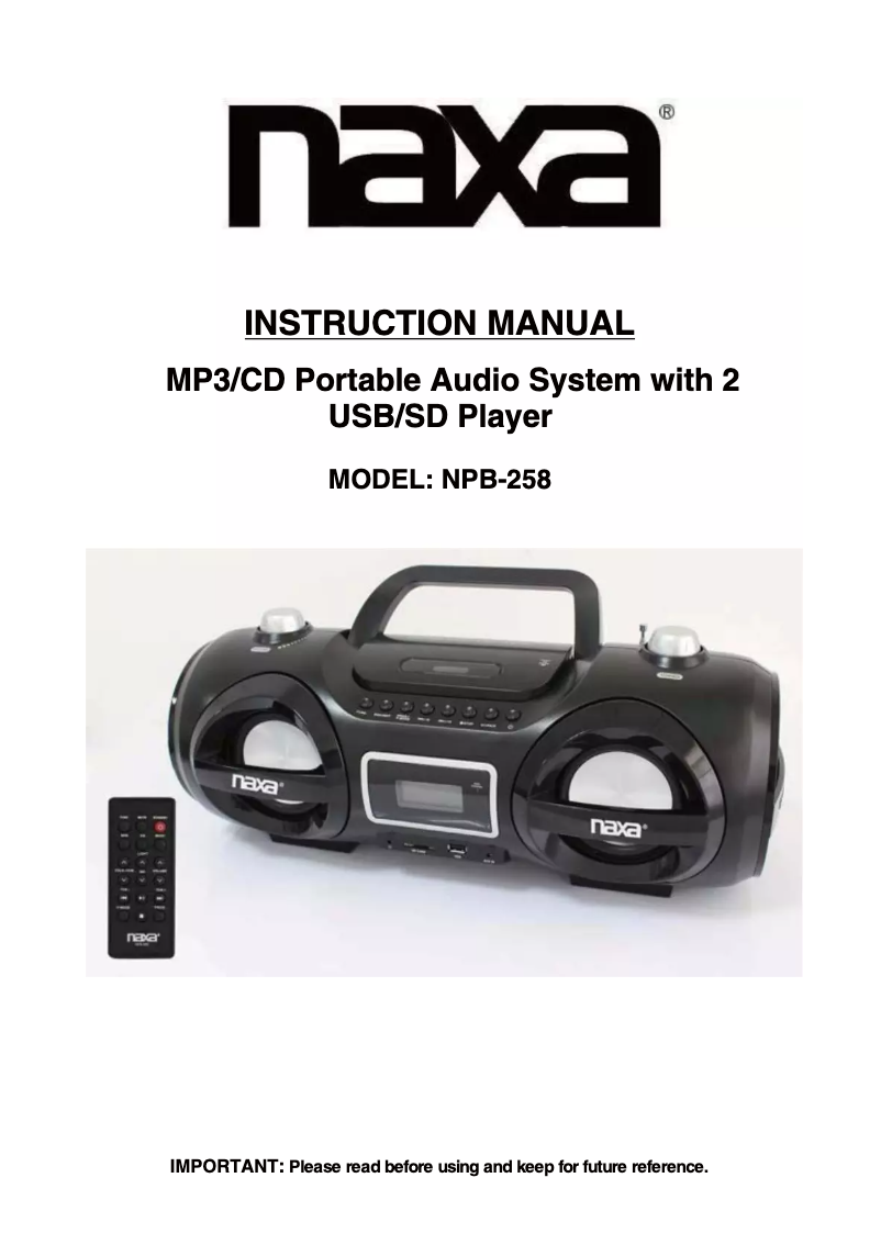 Imagen de la primera página del manual del dispositivo NPB-258