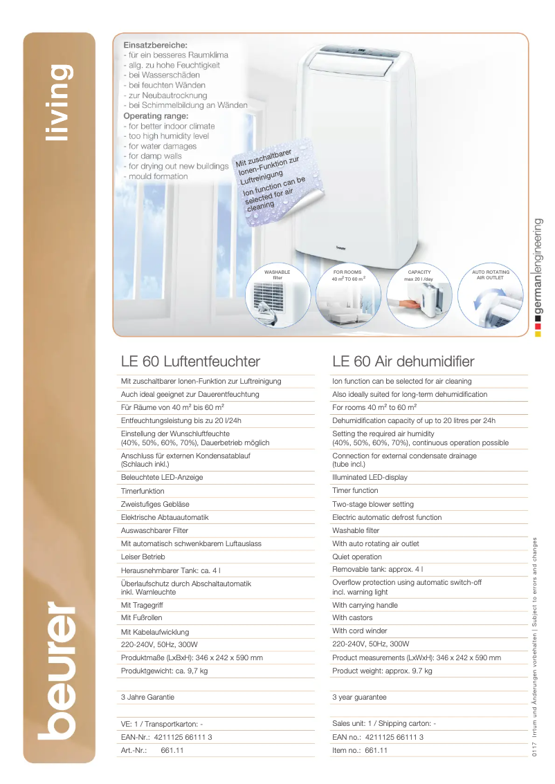 Imagen de la primera página del manual del dispositivo LE 60