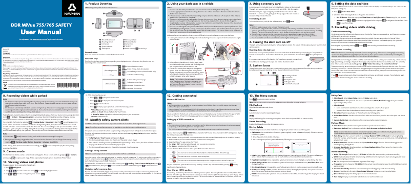 Imagen de la primera página del manual del dispositivo MiVue 755