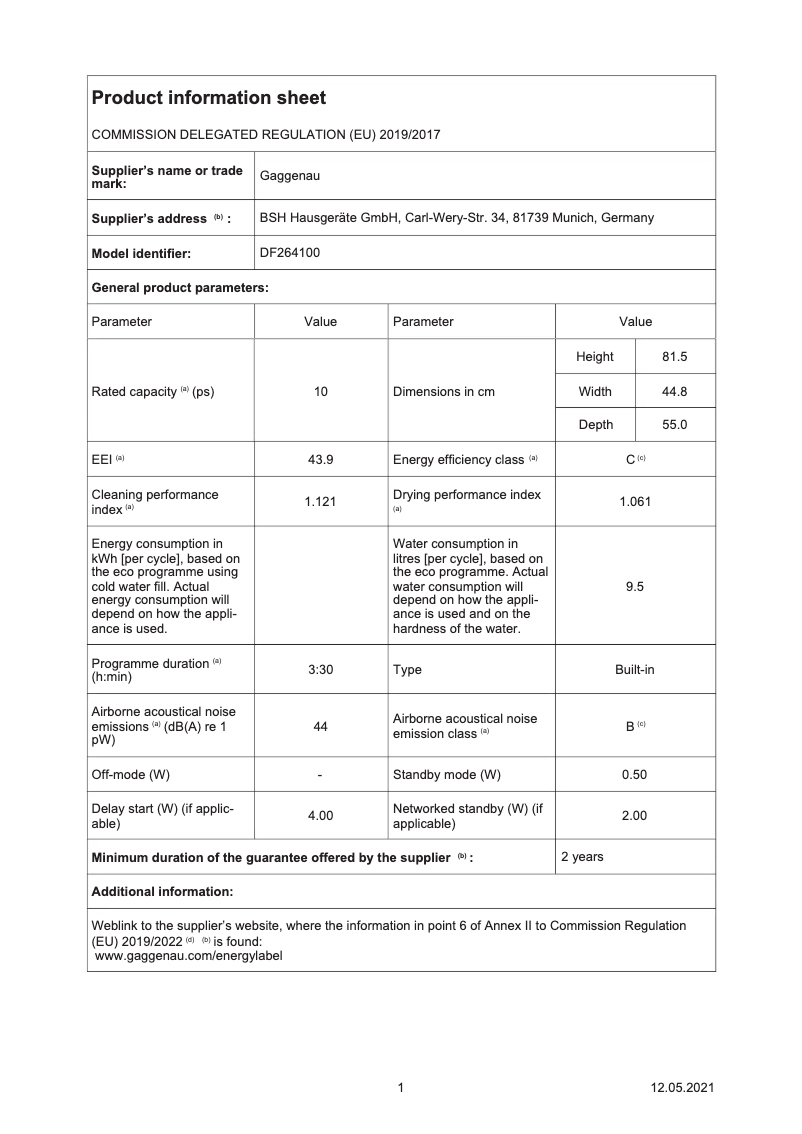 Imagen de la primera página del manual del dispositivo DF264100