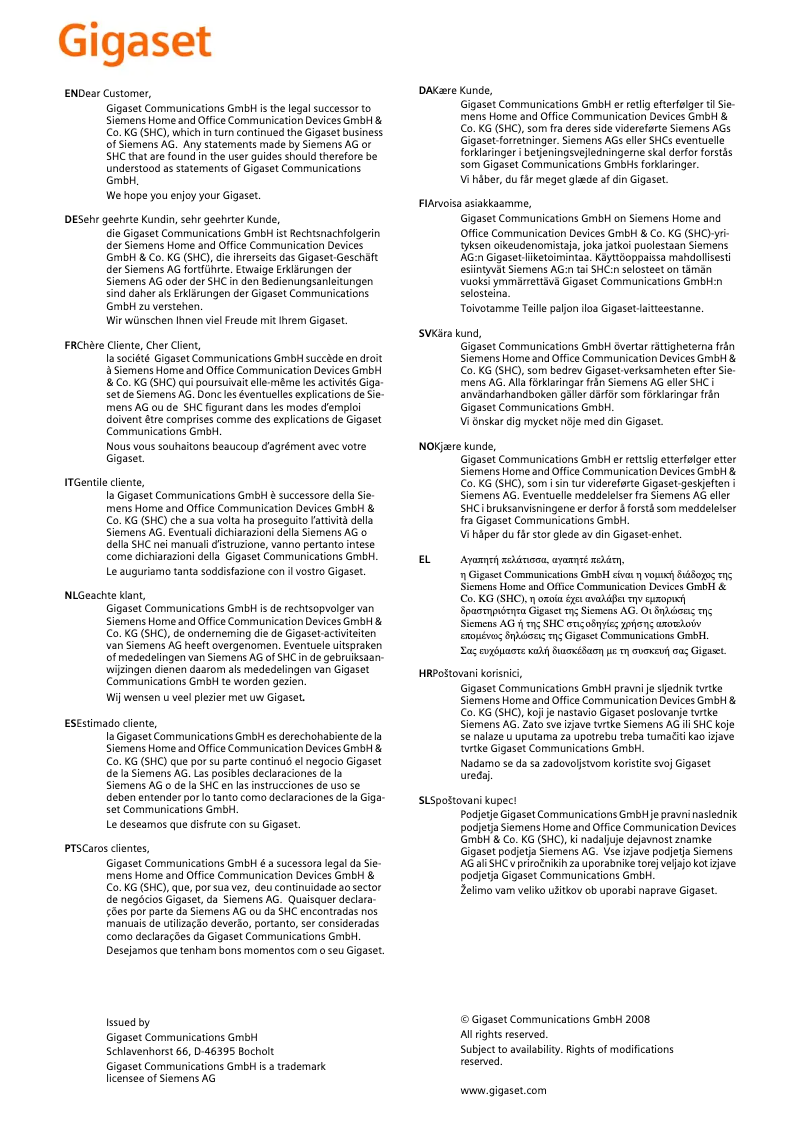 Página 1 del manual Manual de usuario Siemens Gigaset C2