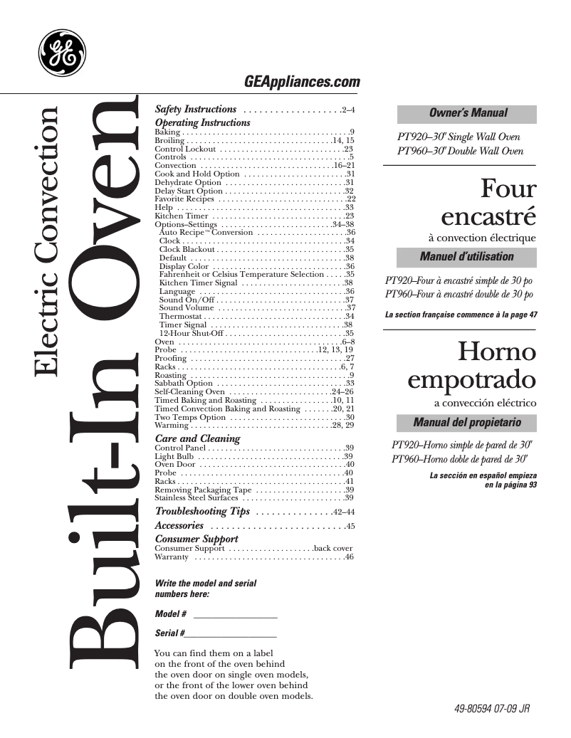 Imagen de la primera página del manual del dispositivo Profile PT960DPBB