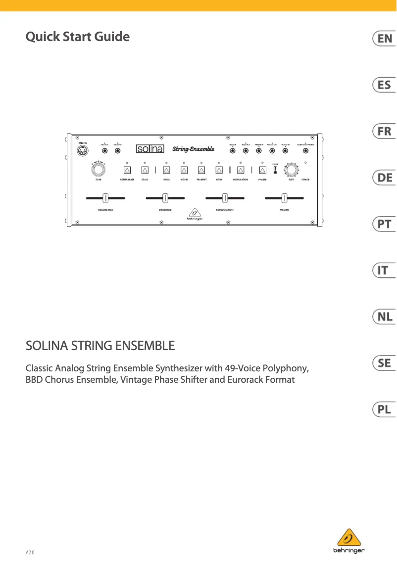 Página 1 del manual Manual de usuario Behringer Solina String Ensemble