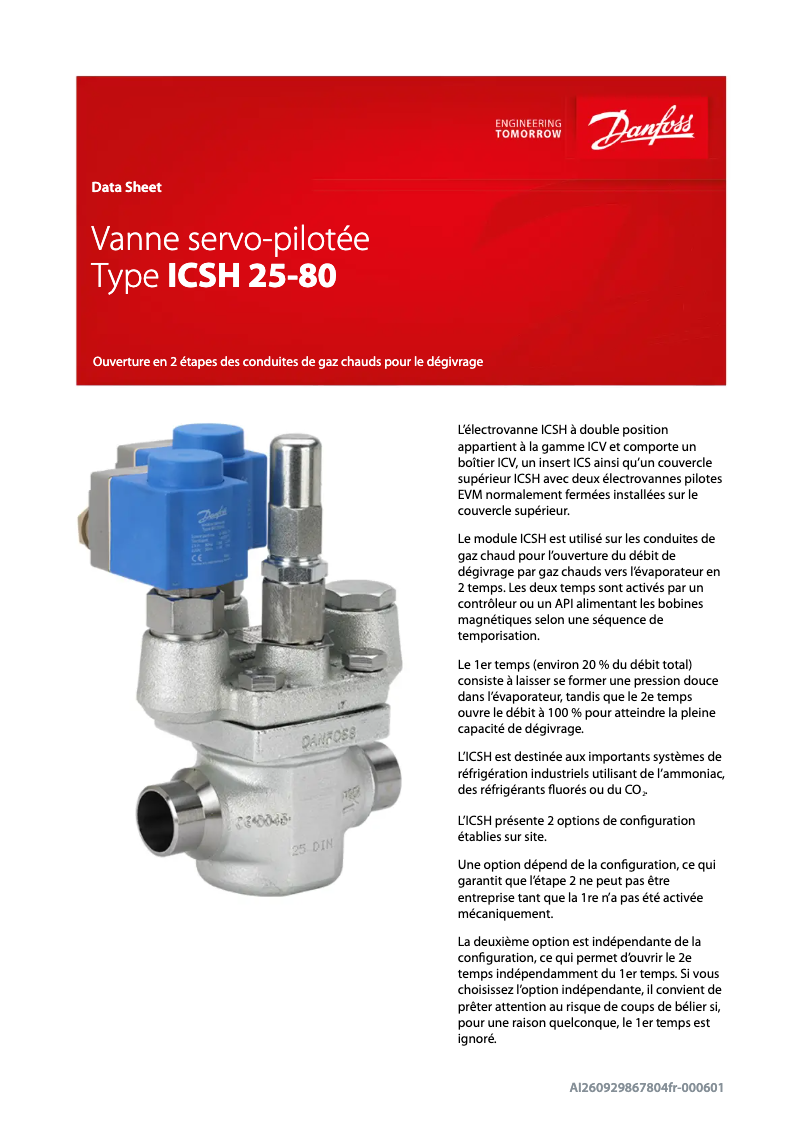 Página 1 del manual Ficha técnica Danfoss ICSH 25-65