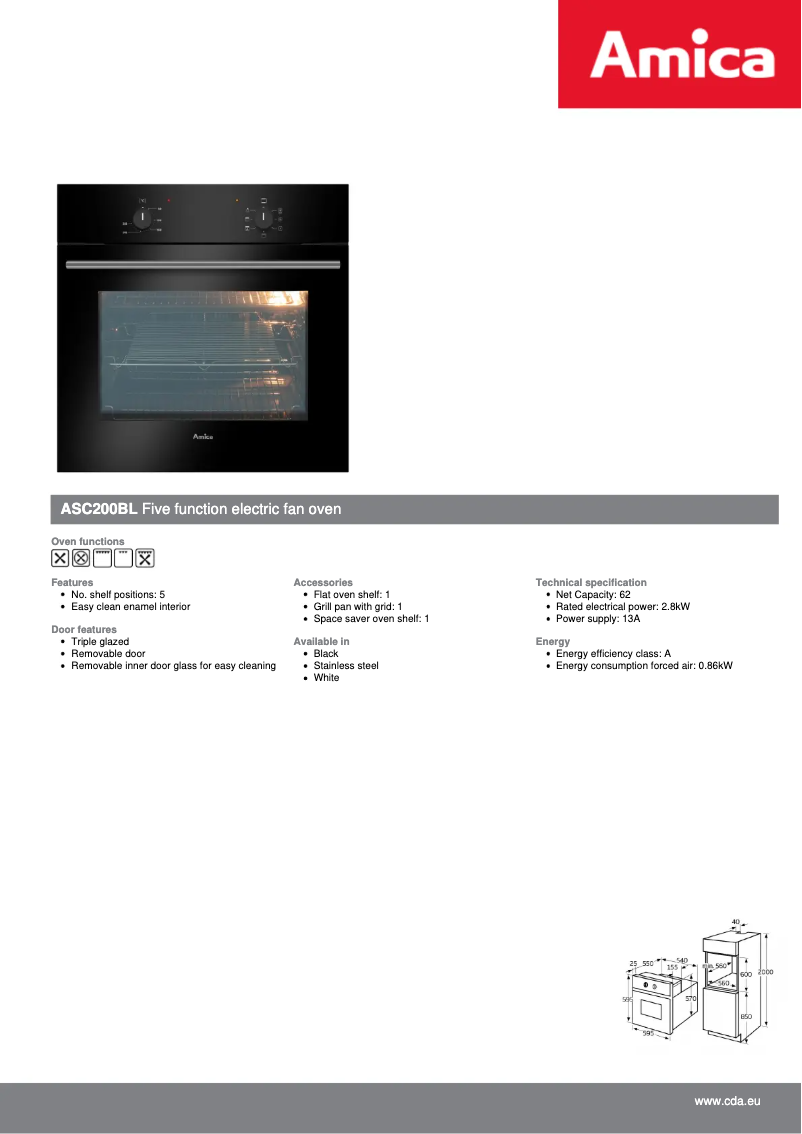 Página nº 1 - Ficha técnica Amica ASC200BL