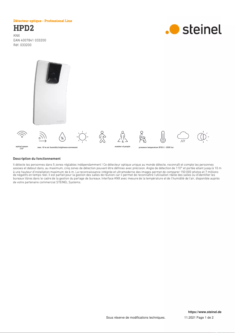 Página 1 del manual Ficha técnica Steinel HPD2