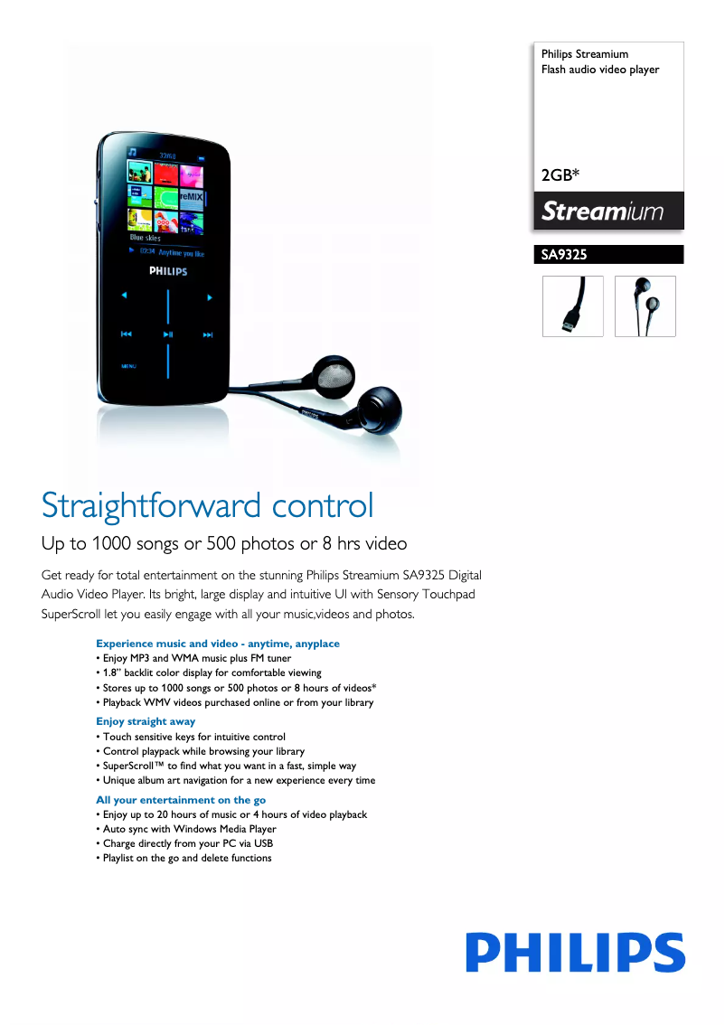 Imagen de la primera página del manual del dispositivo Streamium SA9325