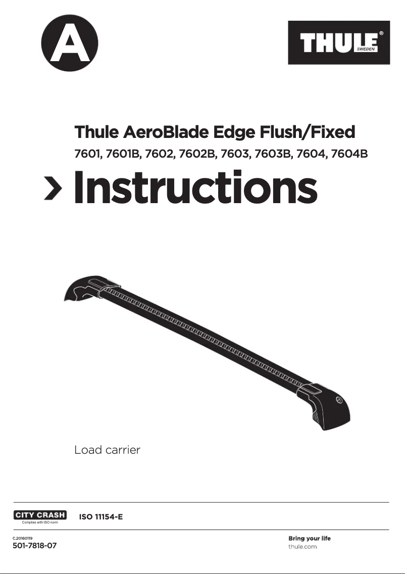 Página 1 del manual Manual de usuario Thule AeroBlade Edge Flush 7601B