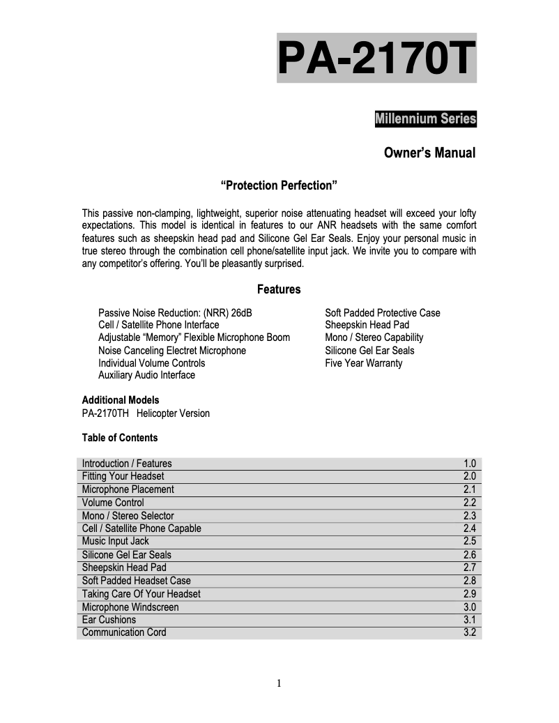 Imagen de la primera página del manual del dispositivo PA-2170TH