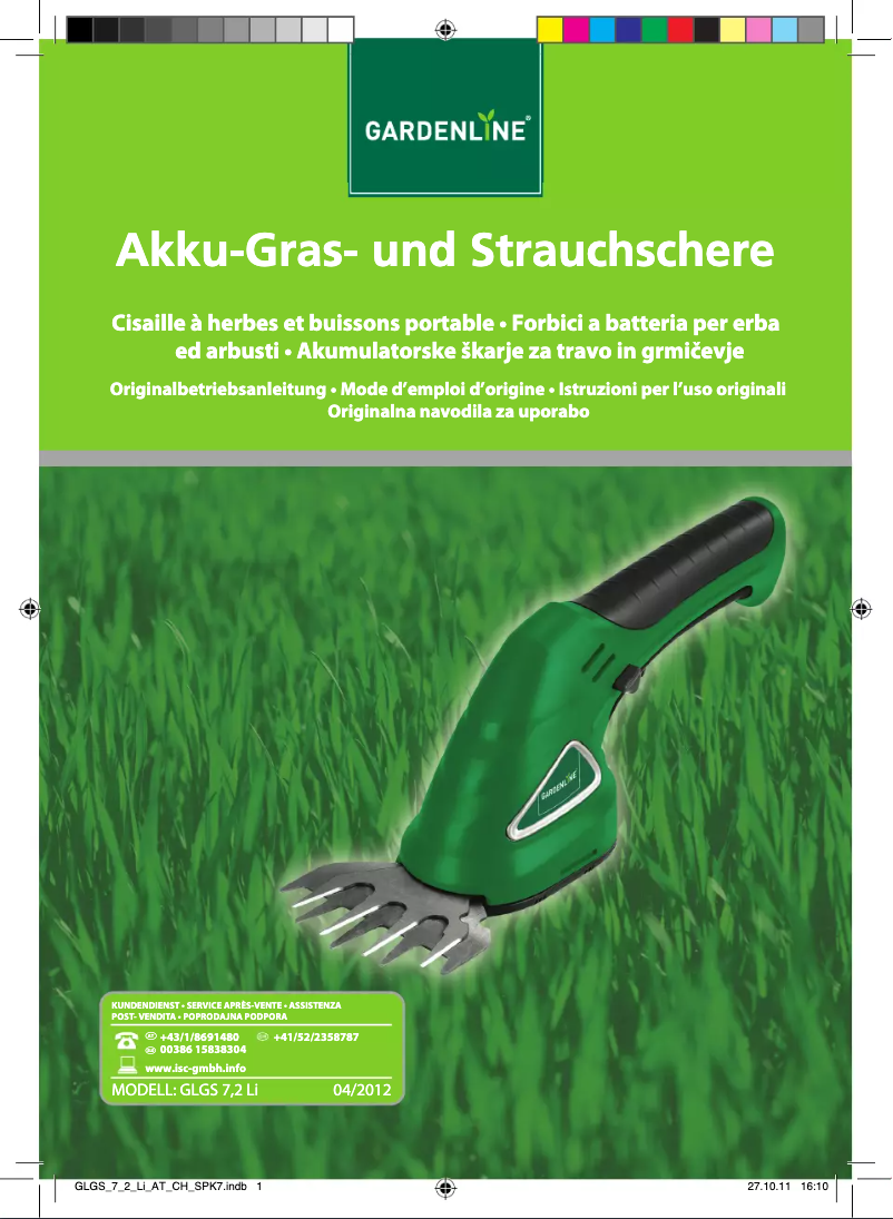 Imagen de la primera página del manual del dispositivo GLGS 7,2 Li