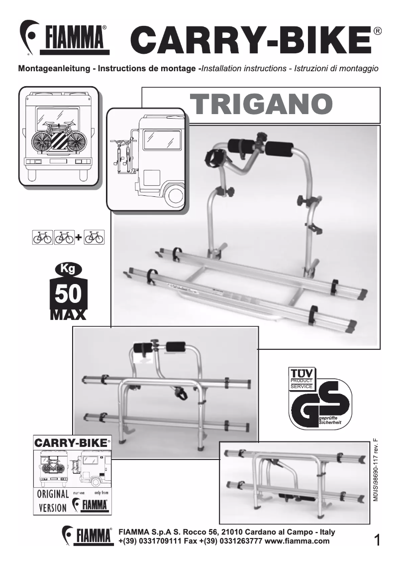 Página 1 del manual Manual de usuario Fiamma Carry-Bike Trigano