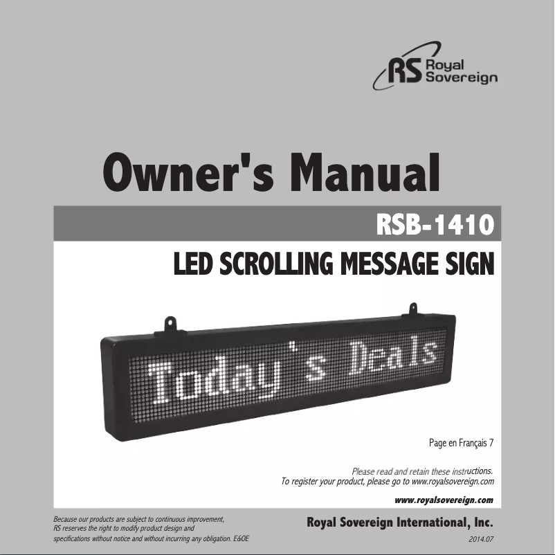 Página 1 del manual Manual de usuario Royal Sovereign RSB-1410