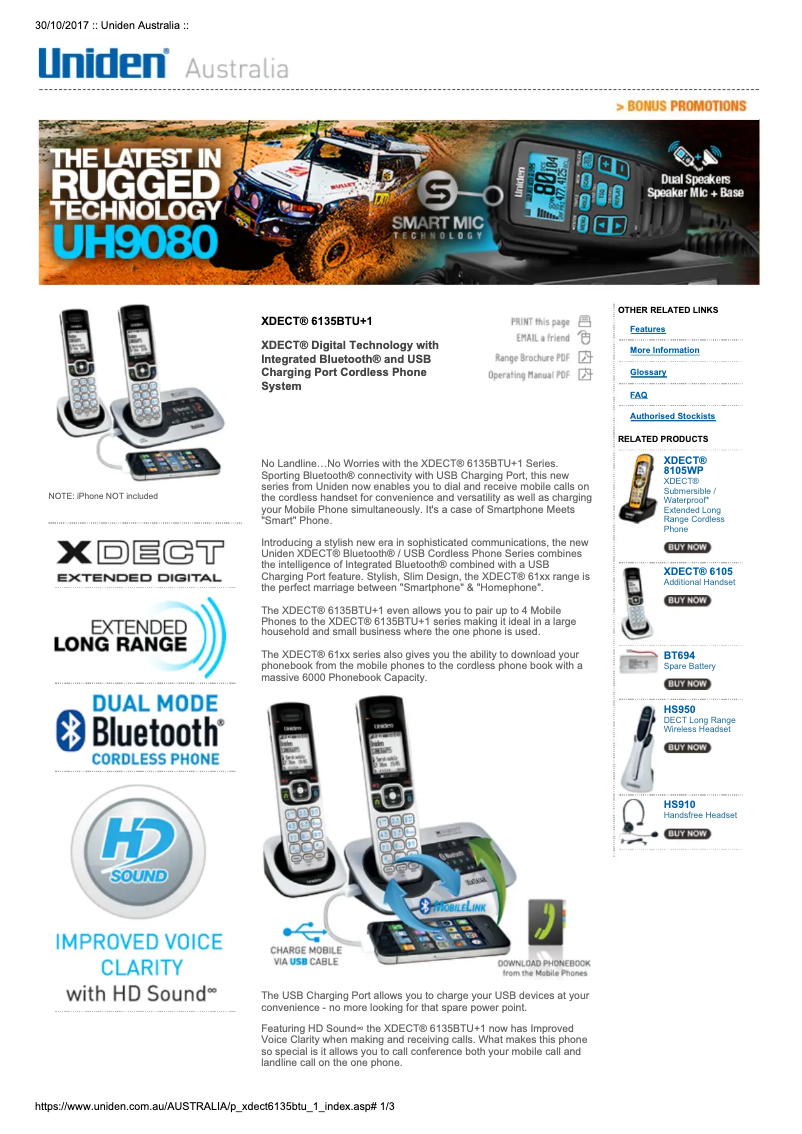 Imagen de la primera página del manual del dispositivo XDECT 6135BTU